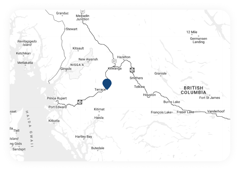 Map showing OutBound Logistics located in Terrace, British Columbia